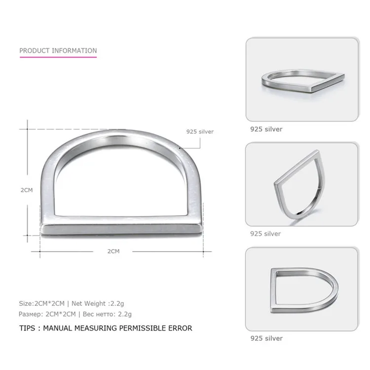 CC чистое 925 Серебряное кольцо для женщин простой дизайн минимальное офисное кольцо модное ювелирное изделие Anillos Женские аксессуары CC4002 - Цвет основного камня: Silver