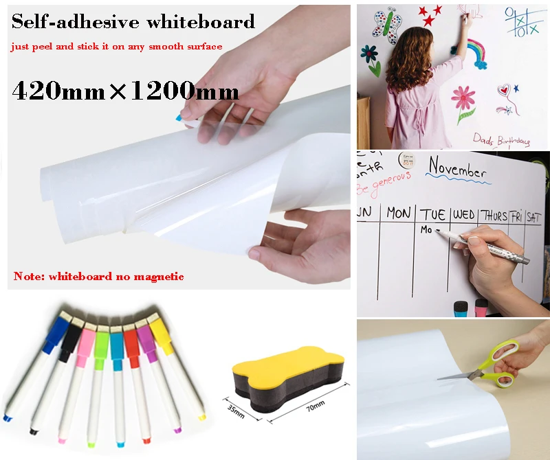 

Elf-Adhesive Whiteboard Dry Erase Message Board Memorandum Presentation Boards Fridge Sticker White Board Gift 8 Pen 1 Eraser