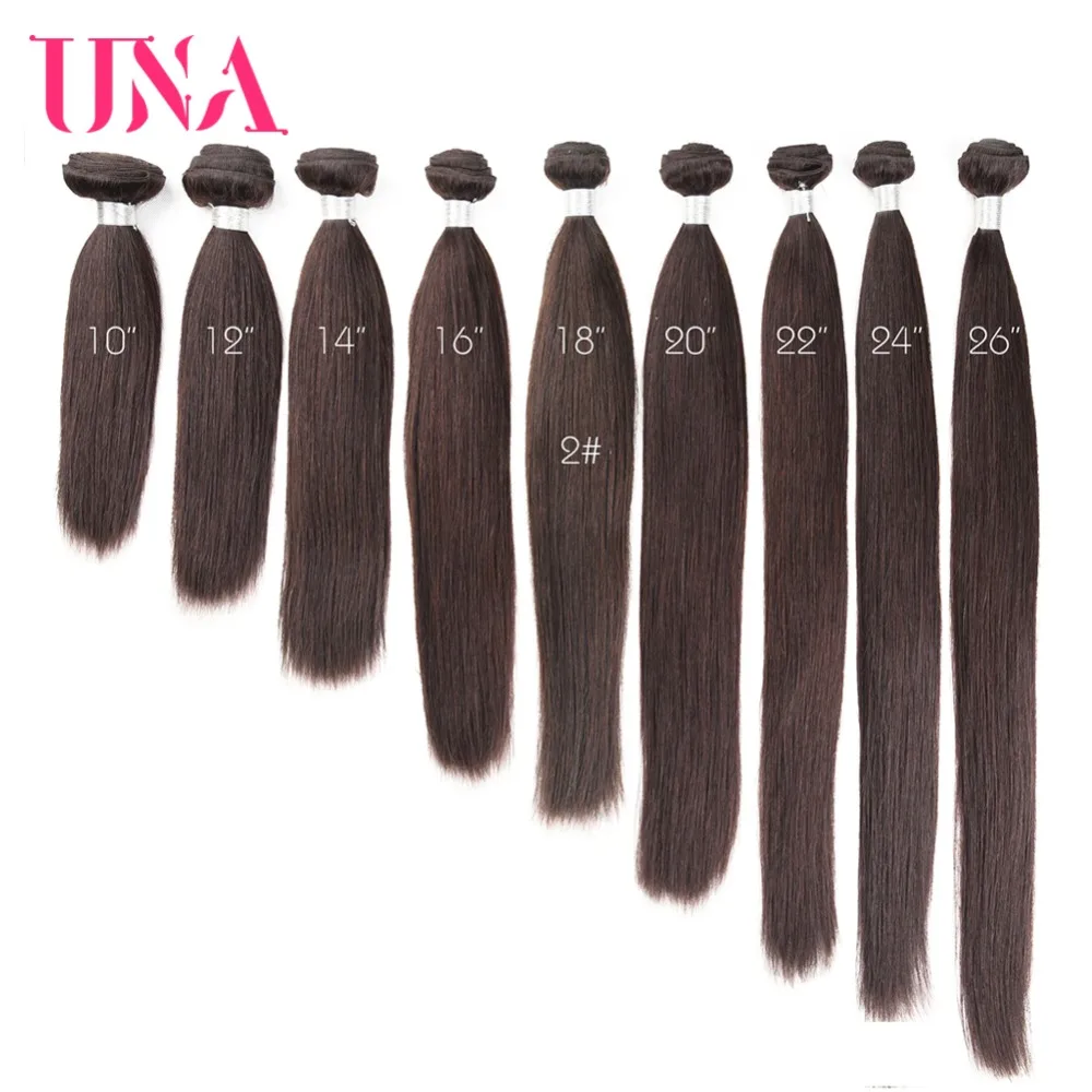 UNA Straight Brazilian Human Hair Bundles Non-Remy Hair Weft Brown Color Human Weave Bundles