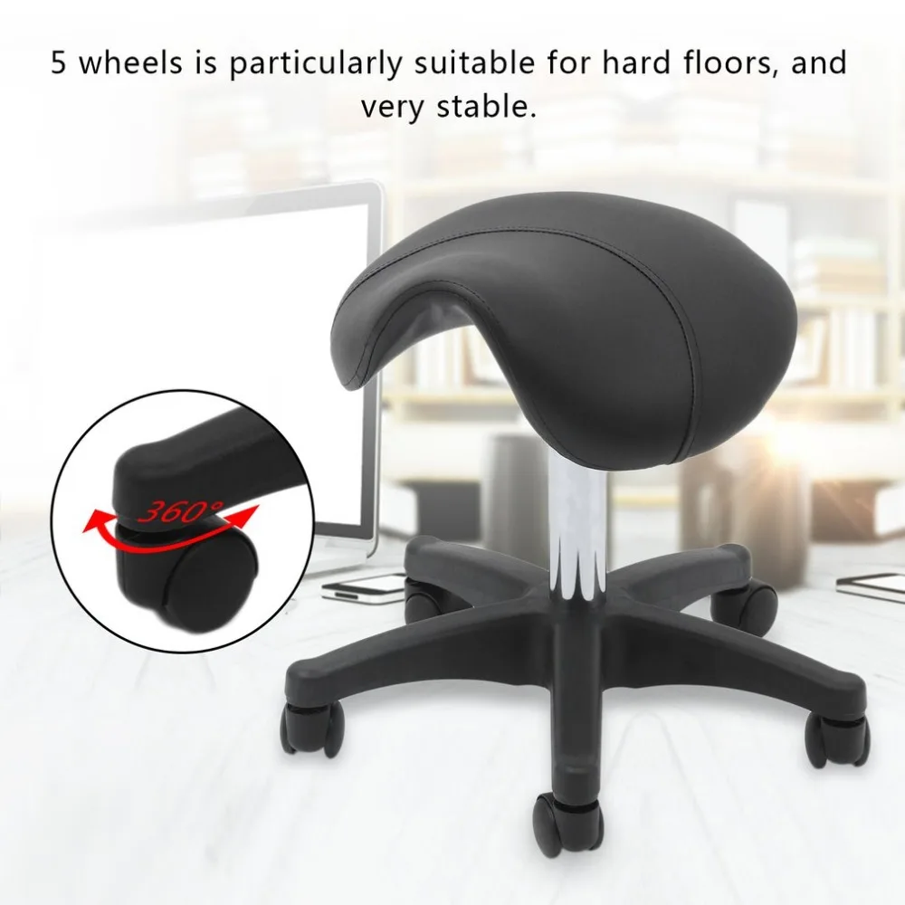 Rolling Massage Chair Comfortable Beauty Saddle Stool Adjustable
Leather Gas Lift Stool Universal Swivel Manicure Chair