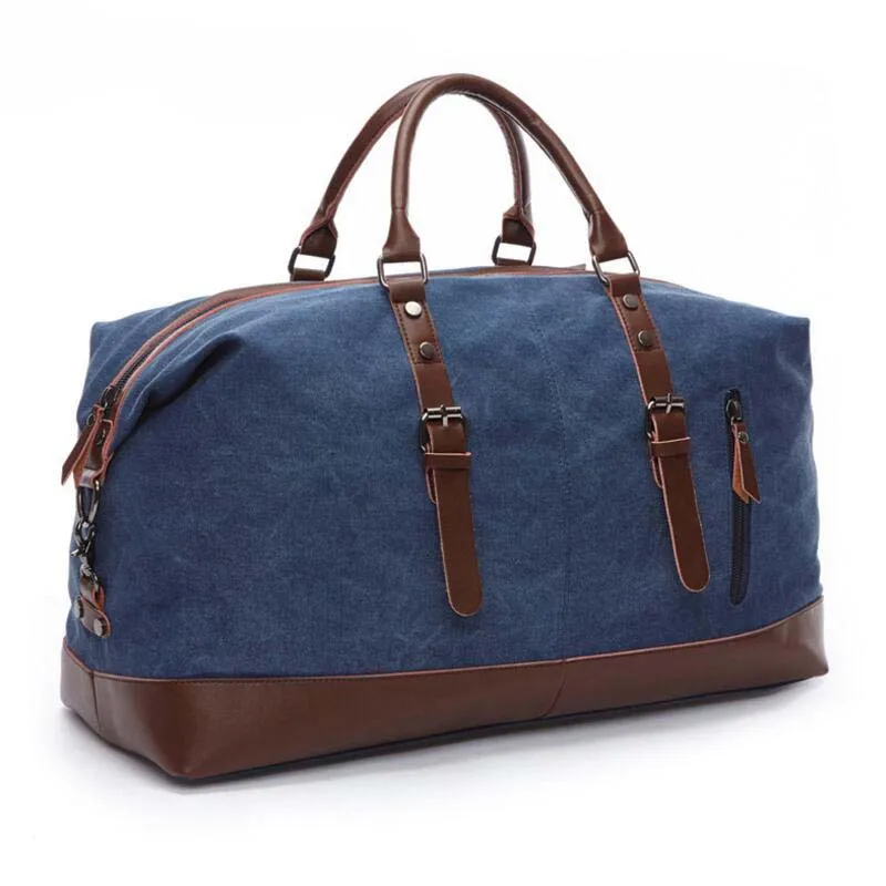 Chuwanglin холщовые кожаные мужские дорожные сумки для переноски багажа, сумки для мужчин, сумки для путешествий, большая сумка для путешествий на выходные, сумка для сна ZDD05051 - Цвет: Темно-синий