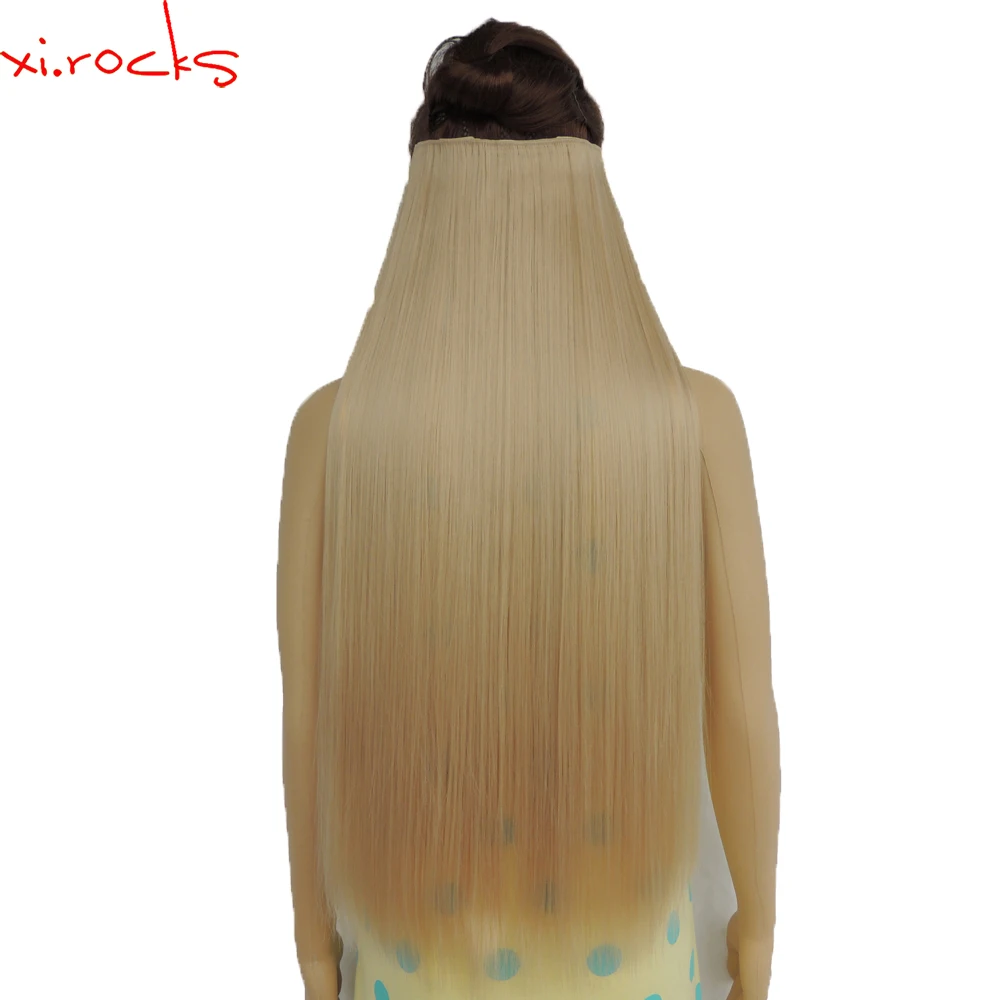 

5piece/Lot Xi.rocks Synthetic Hairpiece Clip in Hair Extension 28inch Length Straight 5 Hair Clips Matte Fiber Linen Color 22