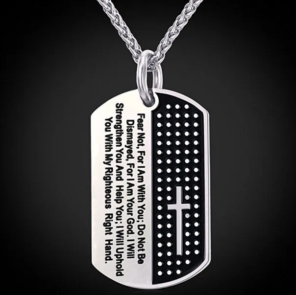 

Christian Jewelry For Men Stainless Steel Chain Black Bible Christianity