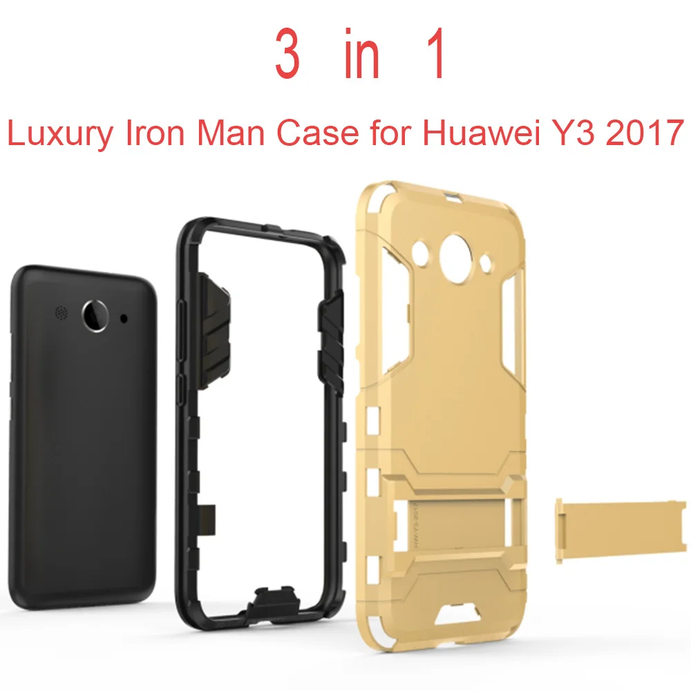 REDTREE TPU+PC Slim Cases for Huawei Y3 2017 Full Cover Celular Iron Man Case with Holder for Y5 2017 Smartphone Back Capa Coque REDTREE TPU+PC Slim Cases for Huawei Y3 2017 Full Cover Celular Iron Man Case with Holder for Y5 2017 Smartphone Back Capa Coque