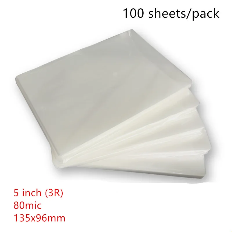 

100 Sheets/Pack 5inch 80mic 135x96mm Laminator Flim PET+EVA Material 100Pcs/Pack for Photo/Files/Card/Picture Laminating