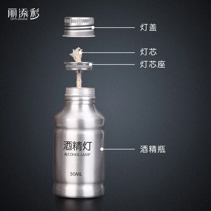1Pc portable mini 50ml alcohol burner lamp metal case lab equipment heating equipments