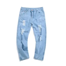 High quality 2019 spring summer hip hop streetwear ripped hole youth joker man Cowboy denim washing cargo teenagers jeans men High quality 2019 spring summer hip hop streetwear ripped hole youth joker man Cowboy denim washing cargo teenagers jeans men