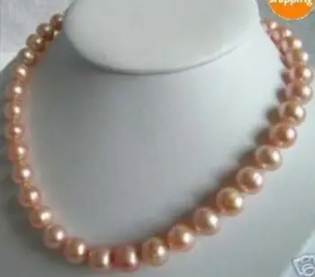 

925silver Gold Clasp AAA 10-11 MM NATURAL SOUTH SEA GENUINE PINK PEARL NECKLACE