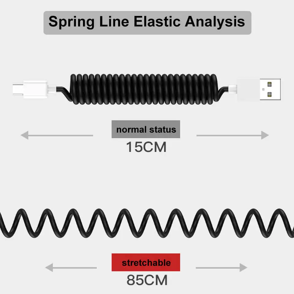 Пружинный спиральный usb-кабель для IPhone, для Android, высокое качество, Typ-c-Mini-Micro, быстрая зарядка, 3 в 1, пружинный кабель для передачи данных, цветной