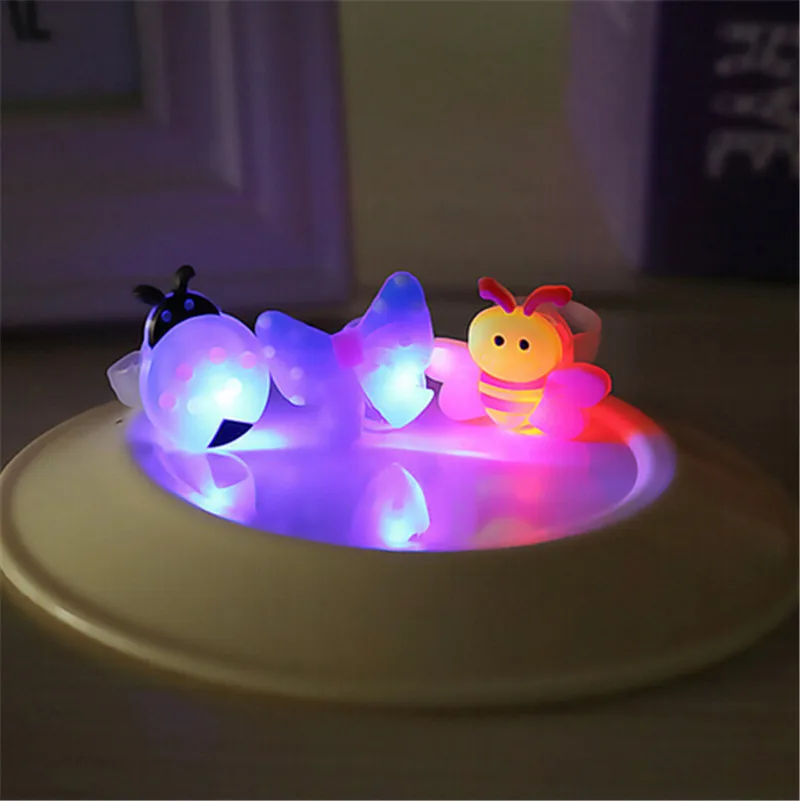 10pcs Kids Cartoon LED Flashing Light Up Glowing Finger Rings