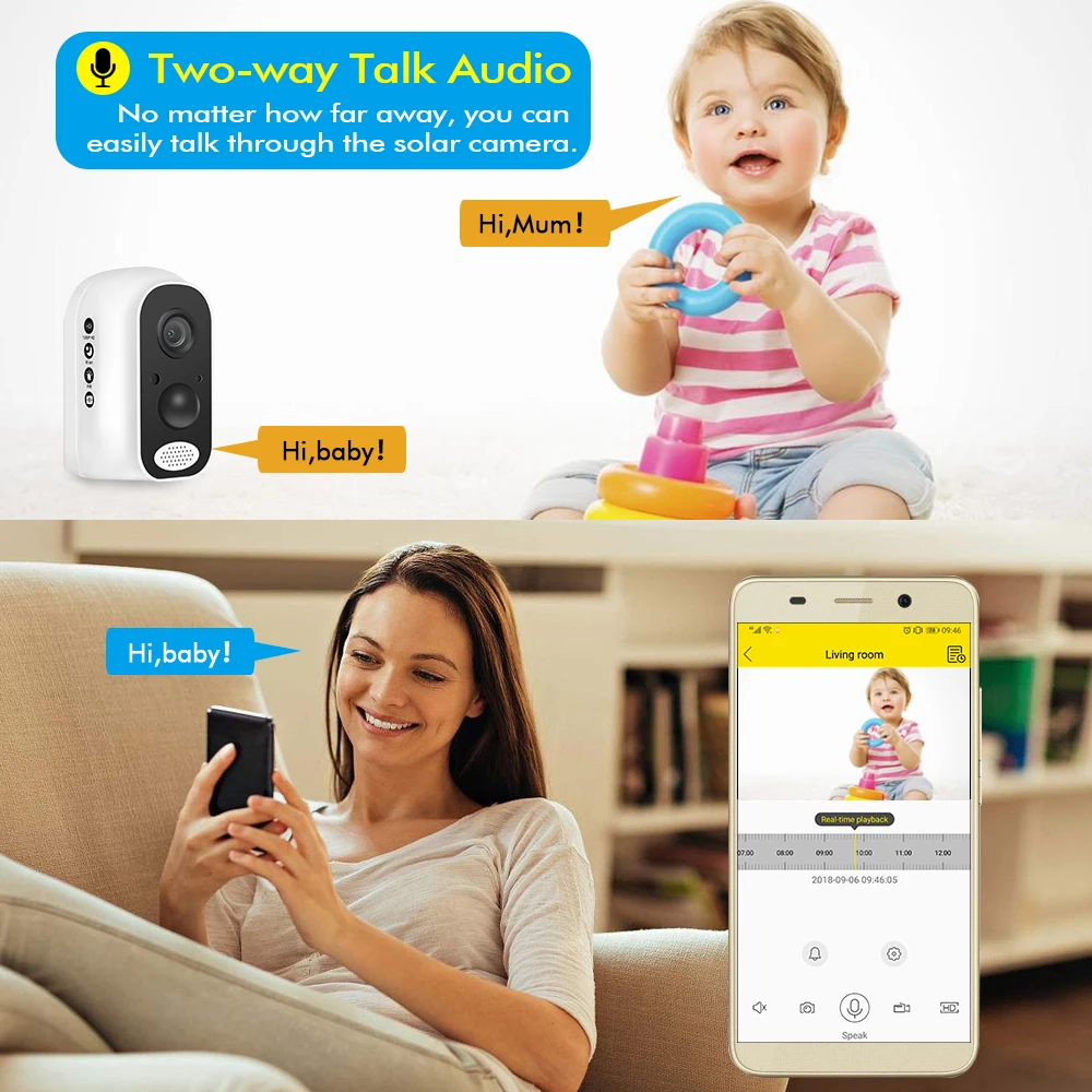 Hiseeu 13600mAh Battery IP Camera 1080P HD Wireless WIFI Camera 2.0mp Home Security Video Survellia