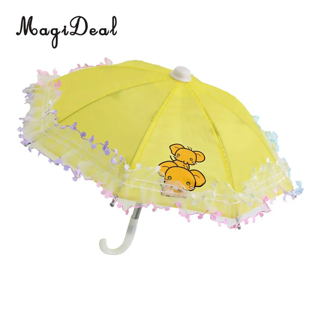 MagiDeal Cute Animal Print Umbrella for 18inch   Doll Accessories Colorful