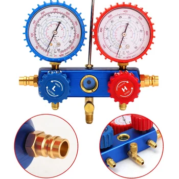 HLZS-Auto Manometro Set A/C R134A Carica del Refrigerante Tubo Con 2 Attacco Rapido Per R134A Aria-Condizionata Refrigerazione