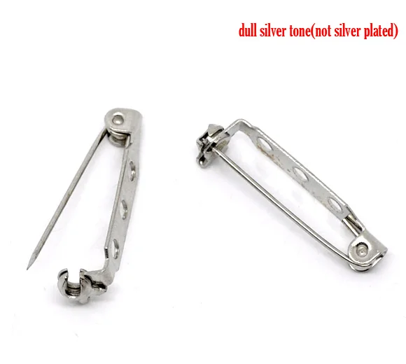 

8SEASONS 100 Silver Tone Color Brooch Back Bar Pins Findings 28x5mm (B10675)