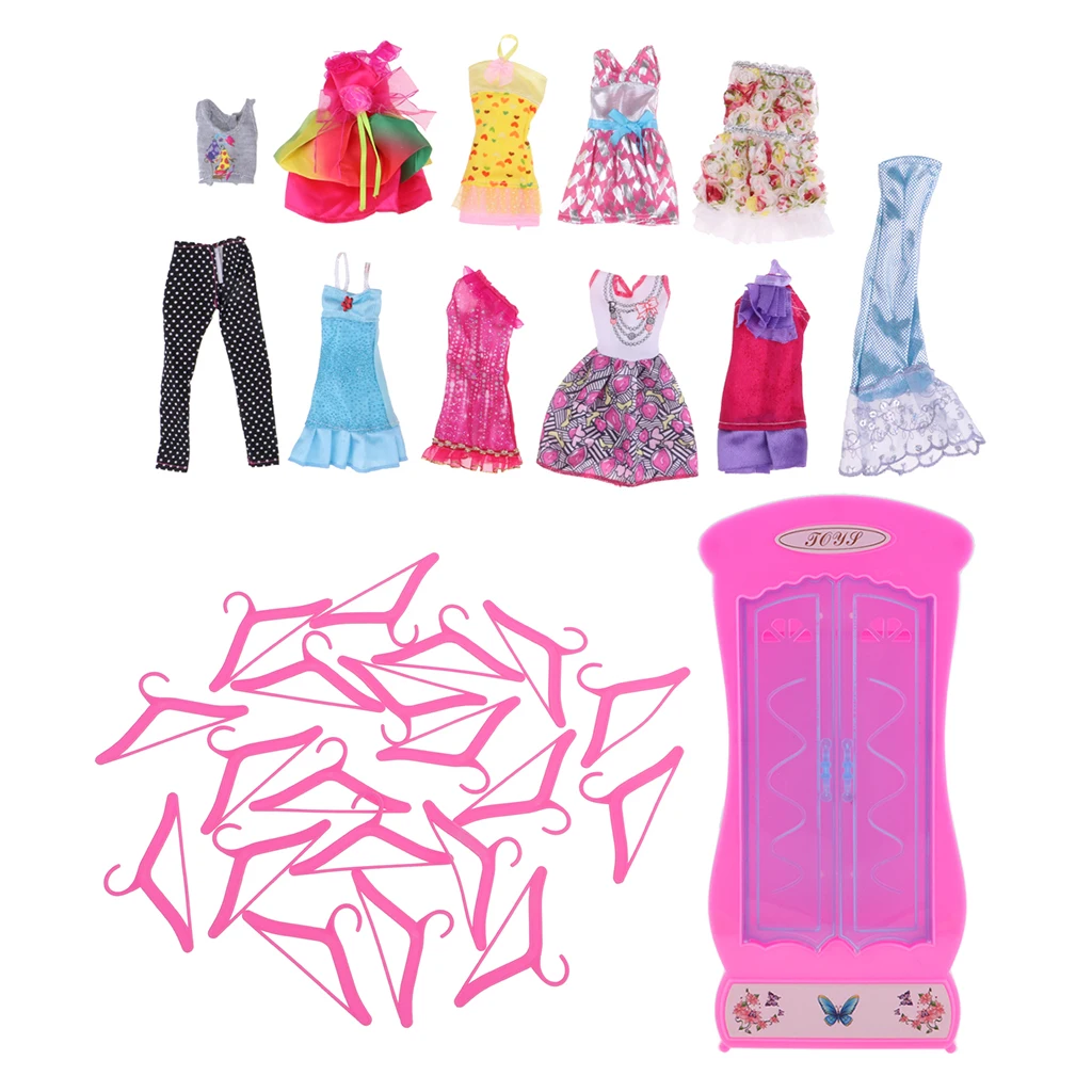 Mixed Style Stylish Accessories For   - 10 Pieces Random Garment Set & 20 Pieces Mini Hanger & Wardrobe Furniture Set Model