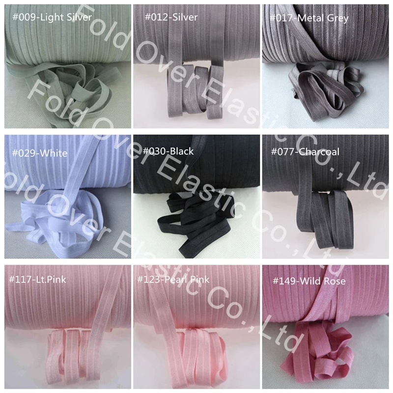 

48 colors 15mm High-elastic Fold Over Elastic Bands DIY Sewing Lace Trim Waist Band Garment Accessory