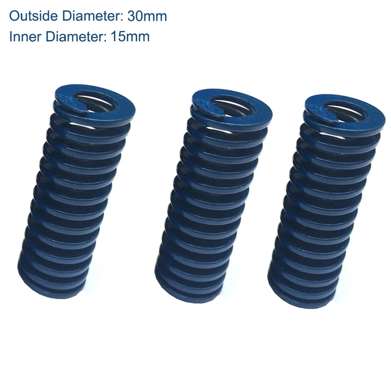 

TL 30mm OD 15mm ID 25mm 30mm 35mm 40mm 45mm 50mm Length Blue Light Load 65Mn Metal Spiral Stamping Compression Mould Die Spring