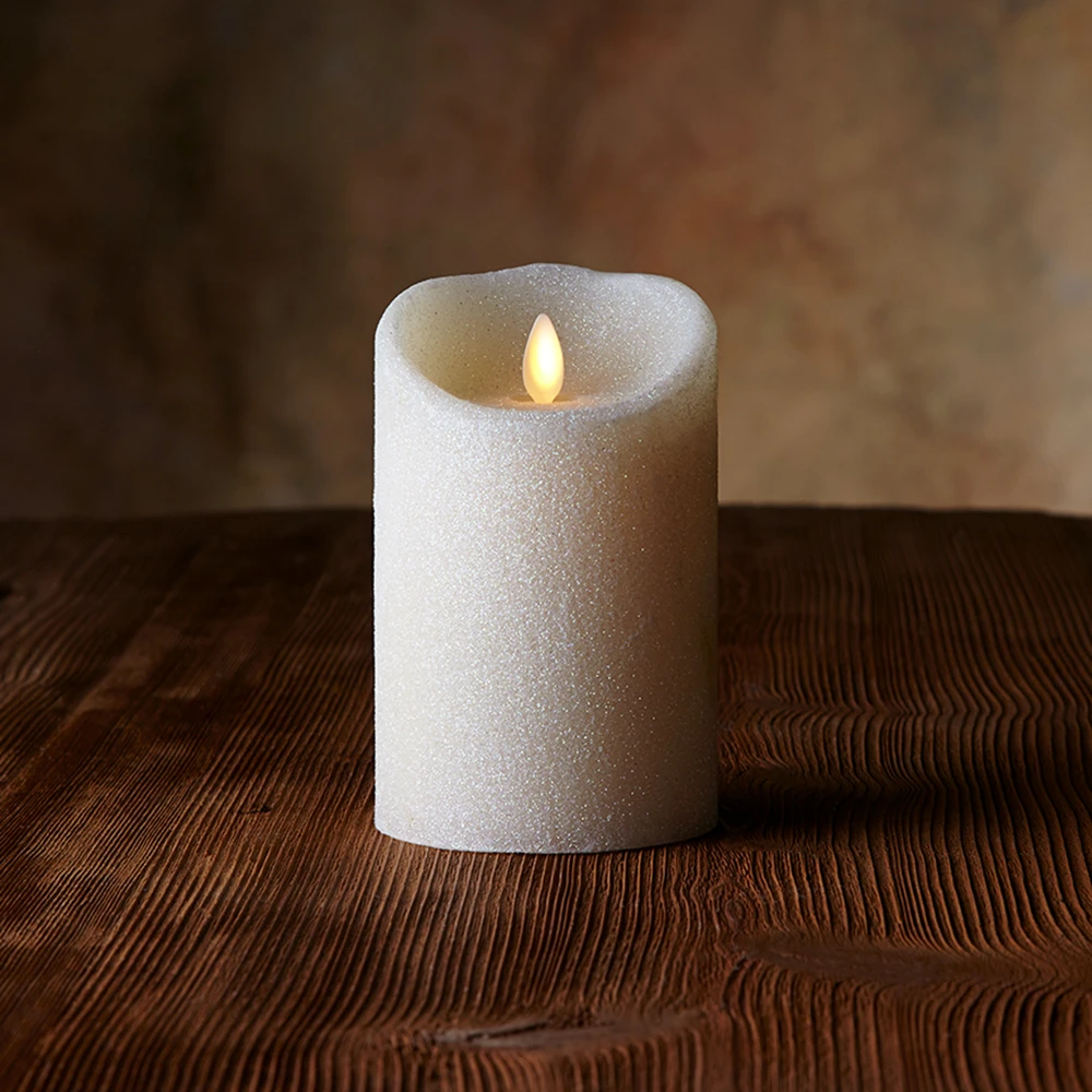 

Ksperway Moving Wick Flameless LED Candles with Shinning Glitter Powder Surface for Decoration Free Remote