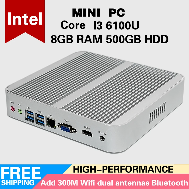 eglobal 6Gen Intel Core i3 6100U8GB RAM 500GB HDD Mini PC Ordinateur 4 K HTPC Intel