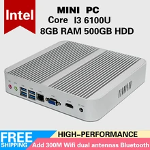 eglobal 6Gen Intel Core i3 6100U8GB RAM 500GB HDD Mini PC Ordinateur 4 K HTPC Intel HD Graphics 520 Gaming PC FREE shipping