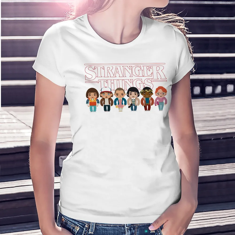 

stranger things funny cartoon ELEVEN tshirt femme JOLLYPEACH brand new white casual women T shirt NO GLUE PRINT