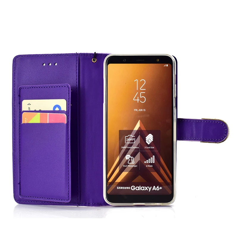 Блестящий чехол бумажник KEFO для Samsung Galaxy A6 A8 Plus 2018 зеркальный с бриллиантами A3 A5 2016