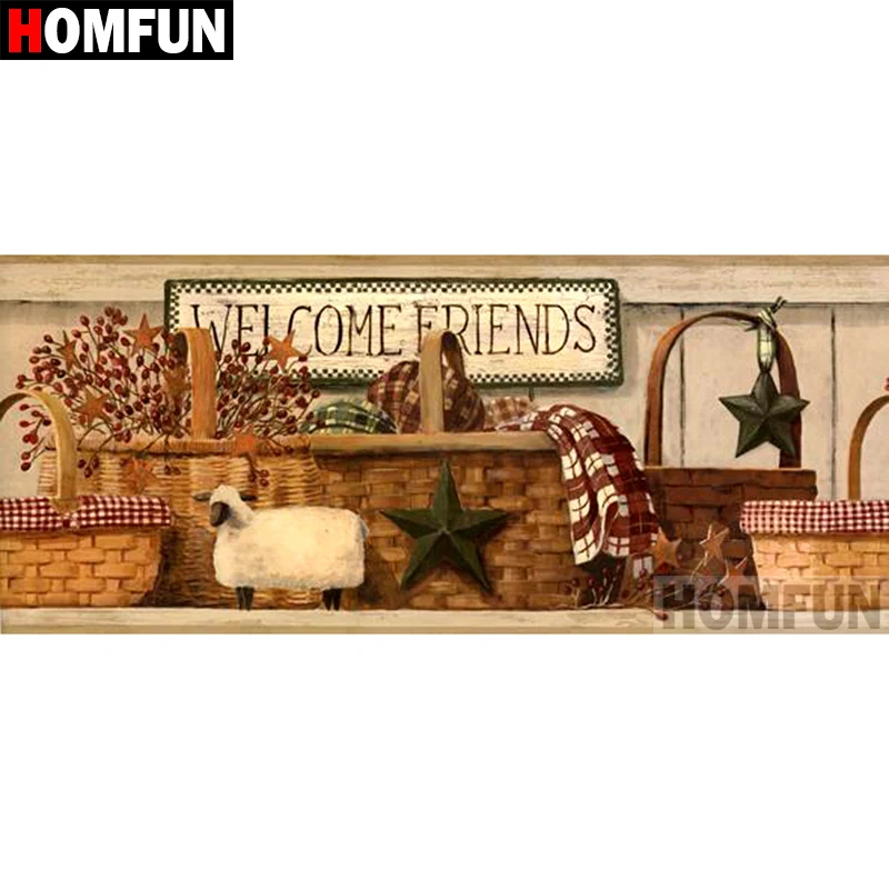 Картина для алмазной вышивки HOMFUN A18553 алмазная 5d вышивка Корзина овец цветов