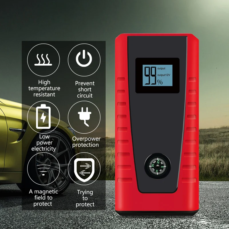 

Camping Emergency Jump Starter 4 Type Flashlight Travel Partner High Capacity Power Bank 12V Safety Protection Starting Device