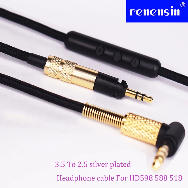 Renensin HD598 Upgrade Replacement Cable with MIC Volume for Sennheiser