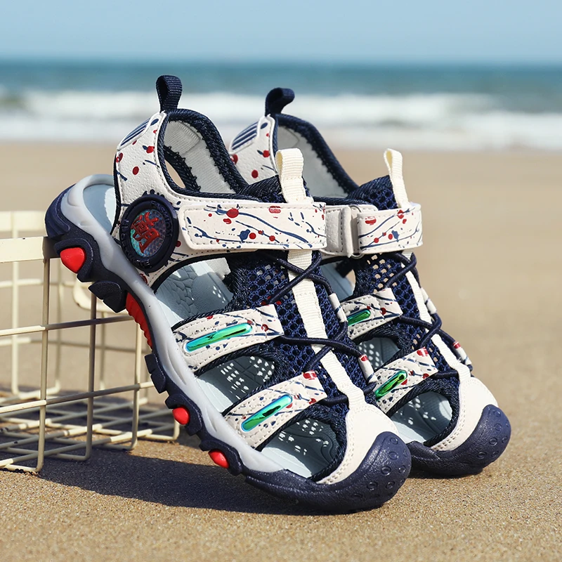 

ULKNN Boy sandals big boy 8 years old 5 soft bottom 12 new 2019 boys 15 beach shoes version 9 children's shoes 4 Baotou 10 beach