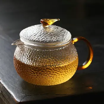 

TANGPIN heat-resistant glass teapot hammer pattern flower tea pot boiling pot drinkware 550ml