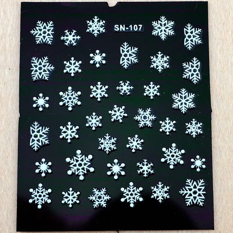 5 шт. Рождество 3d Блеск для ногтей наклейки зимний маникюр ногтей наклейки украшения фольги инструмент олень; Снежинка Дизайн TL22 - Цвет: SN107