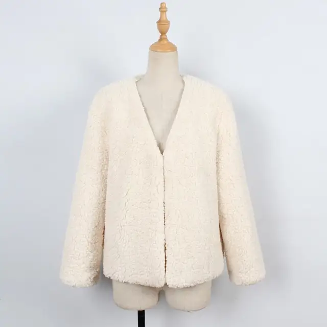 White NEW Fasion Women Faux Fur Long Sleeve Jacket Coat Solid Zippers ...
