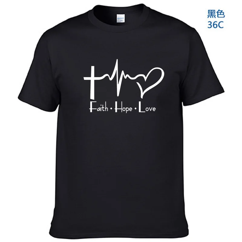 Мужская футболка с коротким рукавом Faith Hope Love Повседневная круглым вырезом топы