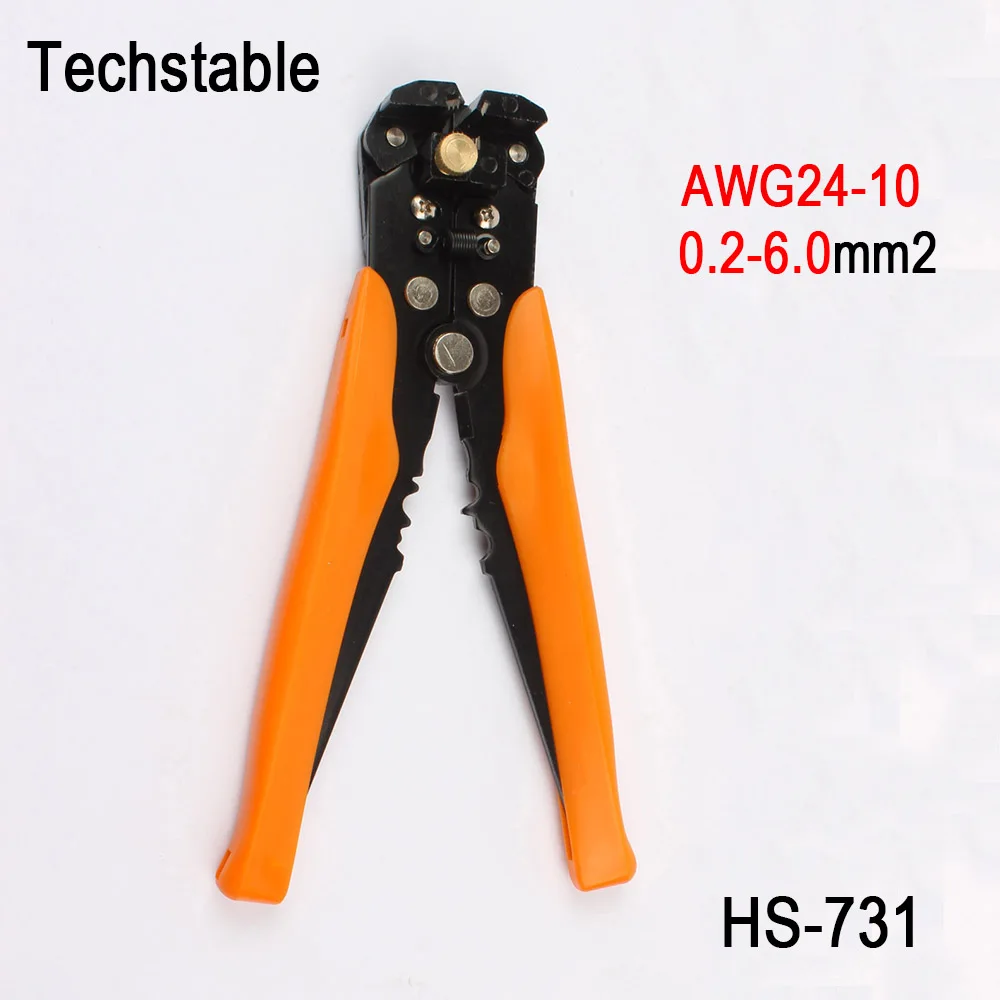 

HS-731 AWG24-10 0.2-6.0mm2 Multi functional Cable wire Stripping Cutting and Crimping Stripper decrustation tools