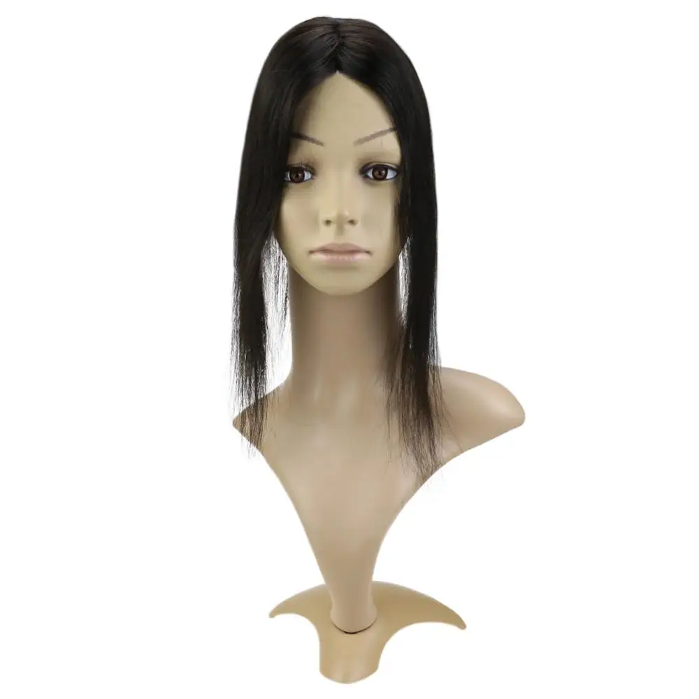 

Full Shine clip Hair Piece Base Size 12x6 cm #1B Off Black Hair Toppers Invisible Real Human Hair Crown Extensions For Woman