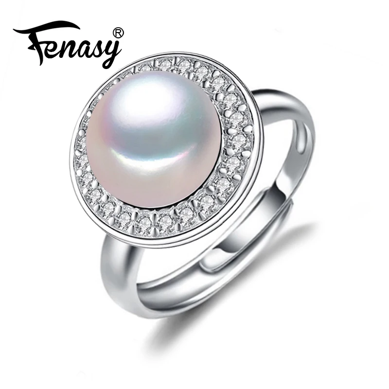 

FENASY romantic freshwater pearl ring 925 Sterling Silver Ring cultured genuine Real Pearl Rings For Women Wedding Ring