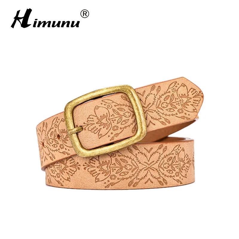 Himunu Women Fashion Wide Genuine Leather Belt Woman Jeans Belts Female