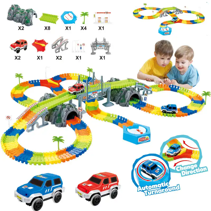Racing Track Play Set Connecting Roller Coasters Racer Electronic Cars Kids Toys