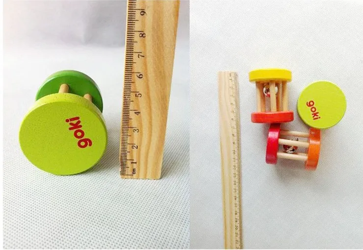 Exempt postage Factory tail single ju wood baby hand bell bell toy is suitable for the baby just learning to grab 0-12 months