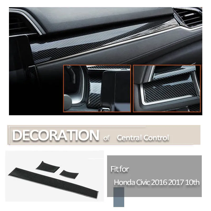 Авто Стайлинг 3D наклейки для Honda Civic 2018 2019 2017 2016 10th аксессуары центральная консоль