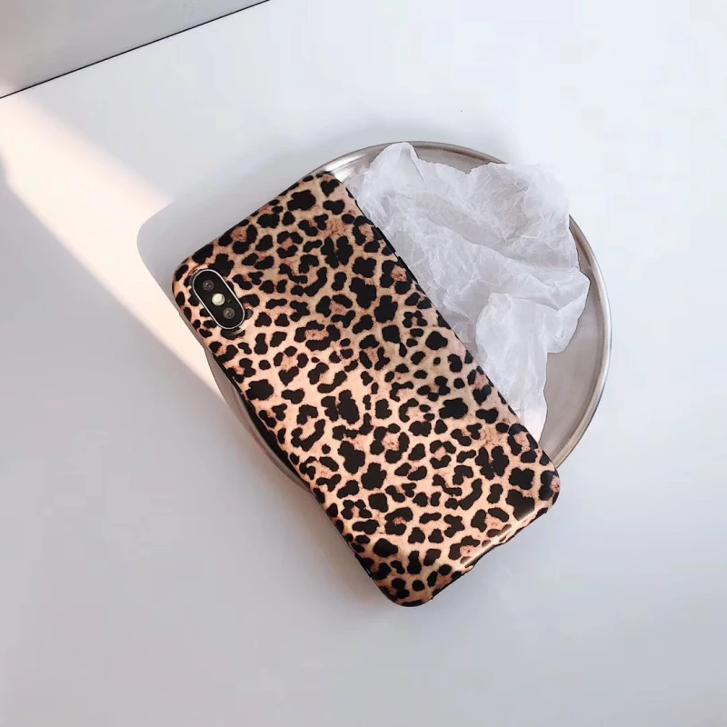 Crispyfis Sexy Leopard Prain TPU Silicone Case Cover Skin For iPhone 6 6s 7 8 Plus Matte Soft Fashion Cases For X XR XS MAX