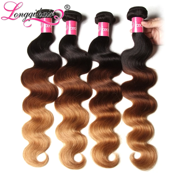 

4 Bundles T1B/4/27 Ombre Body Wave Brazilian Remy Hair 100% Human Hair Weaves 16-26 Inch Longqi Hair