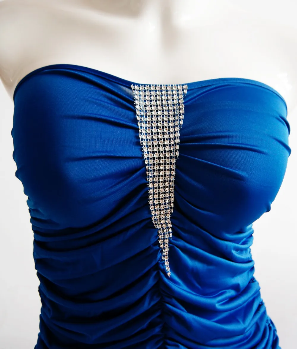 Sexy Women Club Wear 2016 Sexy Above Knee Slash Neck Woman's Tight Dresses Royal Blue Short Women Mini Party Dress W3314B (4)