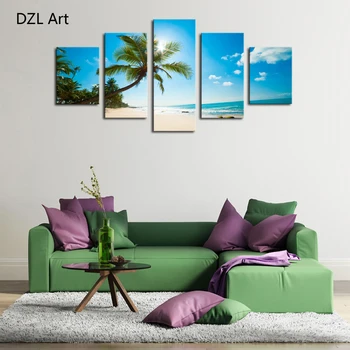 

5 Panels(No Frame) Beach coconut trees Picture Modern Wall Decor Print on Canvas Oil Painting Canvas Painting Christmas Gift