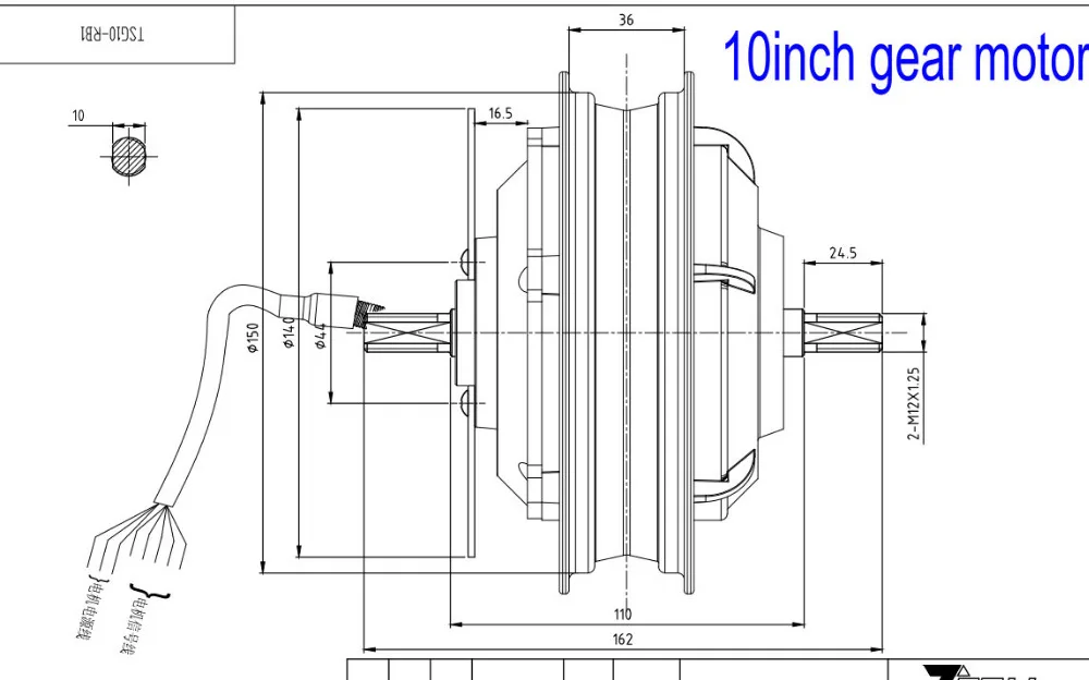 10inch gear motor size