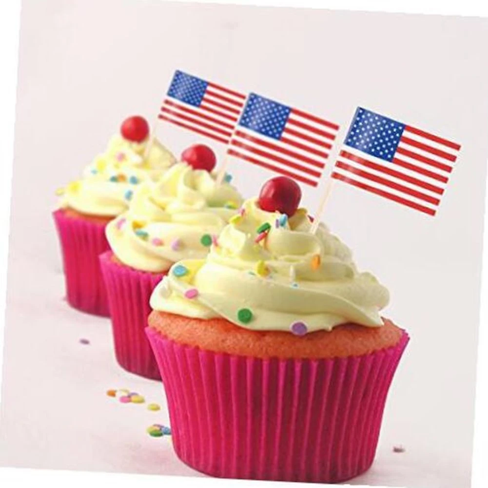 Mini Decoration De Gateau En Drapeaux Nationaux Americains 100 Pieces Lot Outils De Decoration Pour Fete D Anniversaire Aliexpress