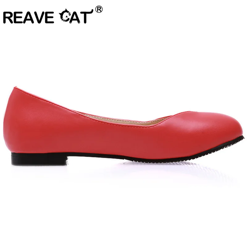 REAVE CAT Ladies shoes Women's flats Big size 31-47 Spring summer Autumn Solid Black Red White Pink Fashion Sweets Party QL5270