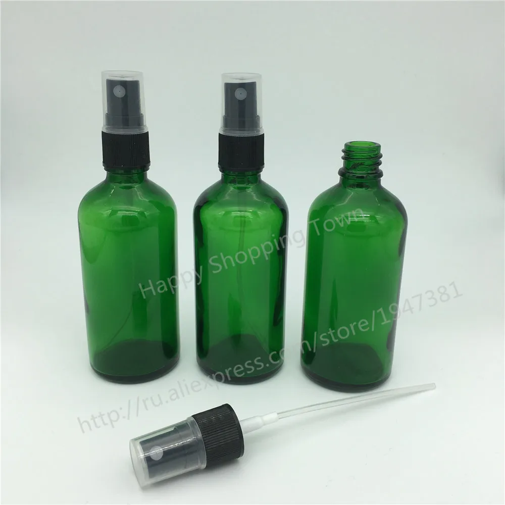 Free Shipping 100ML green Glass Bottles, Essential Oil With Sprayer