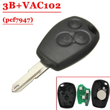 

Hot Price(1pcs) 3 Buttons Remote Key PCF7947 Chip With VAC102 Blade For Renault 433MHz